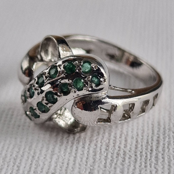 Natural Green Emerald Handmade 925 Sterling Silver Ring