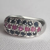 Natural Ruby and Sapphire Men Silver 925 Sterling Silver Ring - Baga Ethnik Living