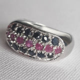 Natural Ruby and Sapphire Men Silver 925 Sterling Silver Ring - Baga Ethnik Living