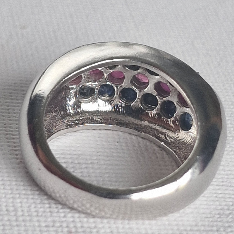 Natural Ruby and Sapphire Men Silver 925 Sterling Silver Ring - Baga Ethnik Living