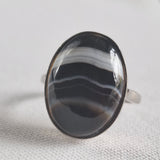 Simple Oval Agate Silver Sterling 925 Ring - Baga Ethnik Living