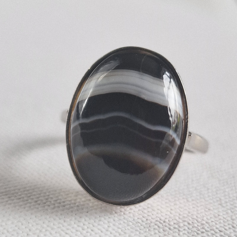 Simple Oval Agate Silver Sterling 925 Ring - Baga Ethnik Living