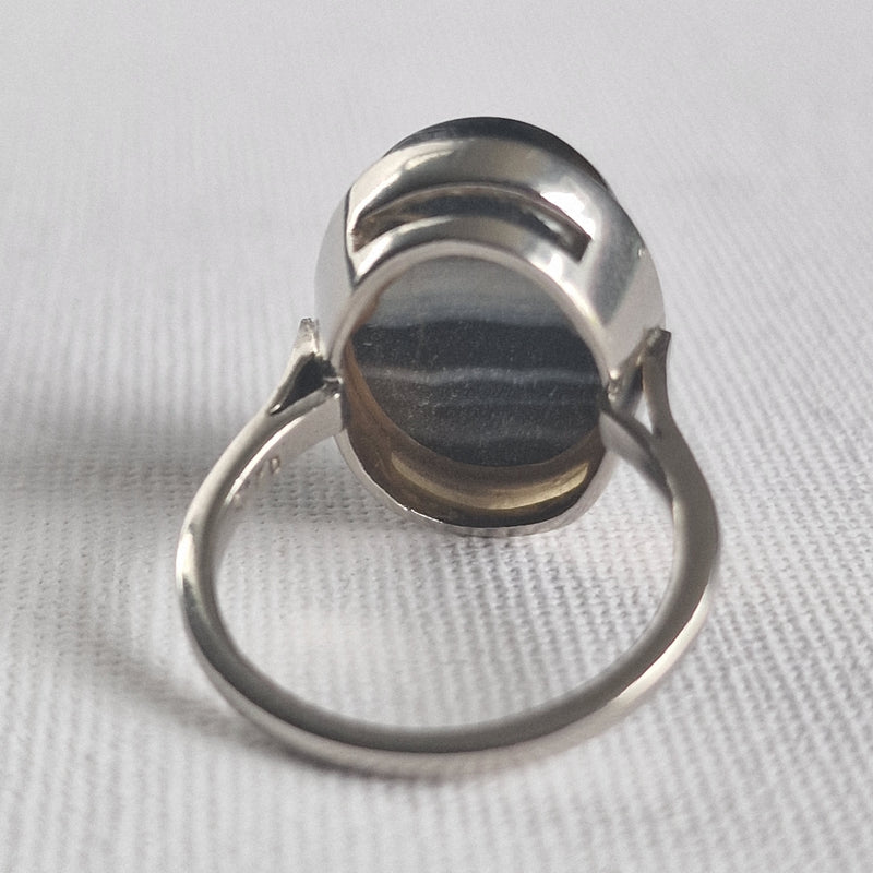 Simple Oval Agate Silver Sterling 925 Ring - Baga Ethnik Living