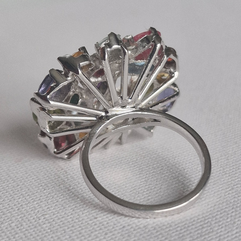 Tree of Life Multi Gemstone 925 Sterling Silver Ring - Baga Ethnik Living