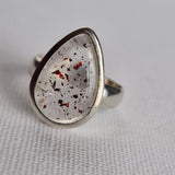 Striking Red Fire Harlequin Clear Quartz Silver Sterling 925 Ring - Baga Ethnik Living