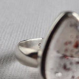 Striking Red Fire Harlequin Clear Quartz Silver Sterling 925 Ring - Baga Ethnik Living