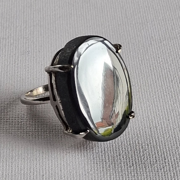 Hematite Silver 925 Sterling Silver Ring - Baga Ethnik Living