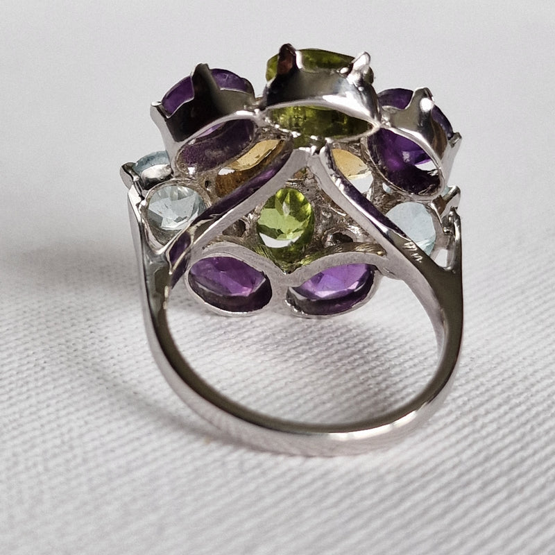 Semi Precious Gemstone Jewellery Cocktail Ring Citrine Amethyst Peridot - Baga Ethnik Living