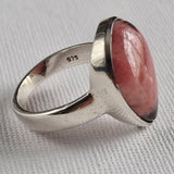 Boho Teardrop Rhodonite Silver Sterling 925 Ring - Baga Ethnik Living