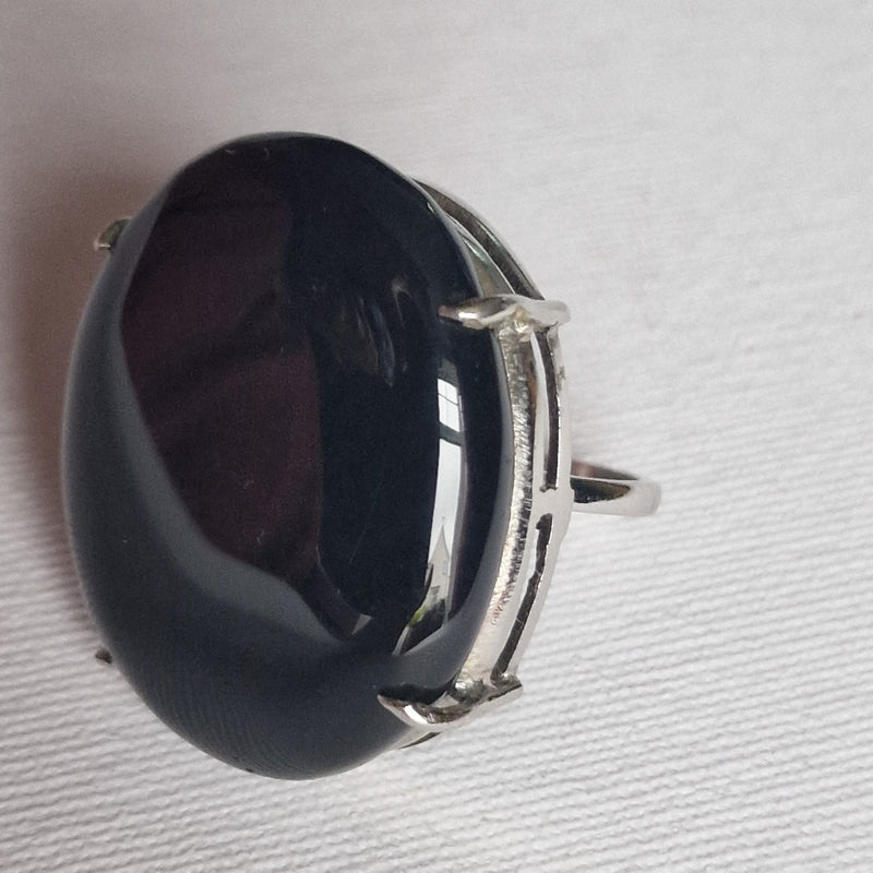 Statement Piece Black Onyx 925 Sterling Silver Ring - Baga Ethnik Living