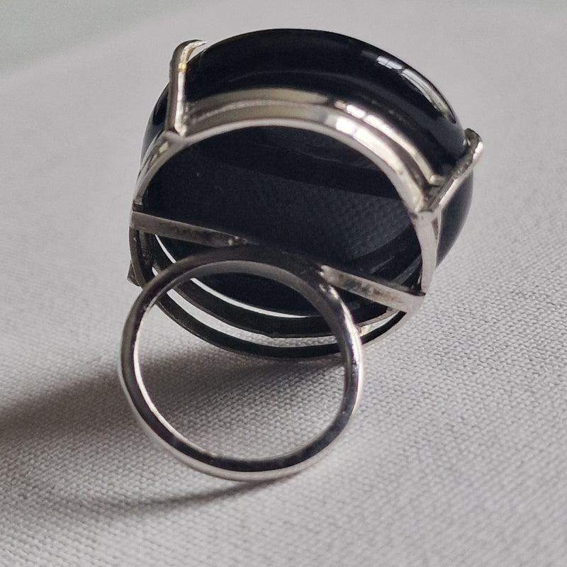 Statement Piece Black Onyx 925 Sterling Silver Ring - Baga Ethnik Living
