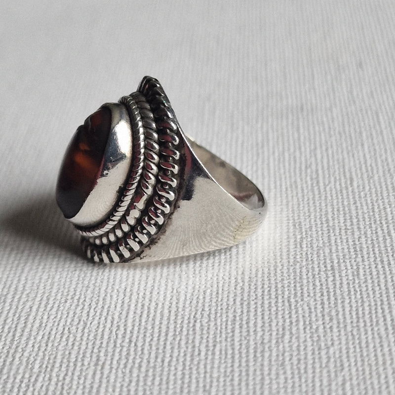 Vintage Handcrafted Amber 925 Silver Sterling Ring Jewellery - Baga Ethnik Living