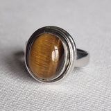 Handcrafted Himalayan Tiger eye Silver 925 Sterling Silver Ring - Baga Ethnik Living