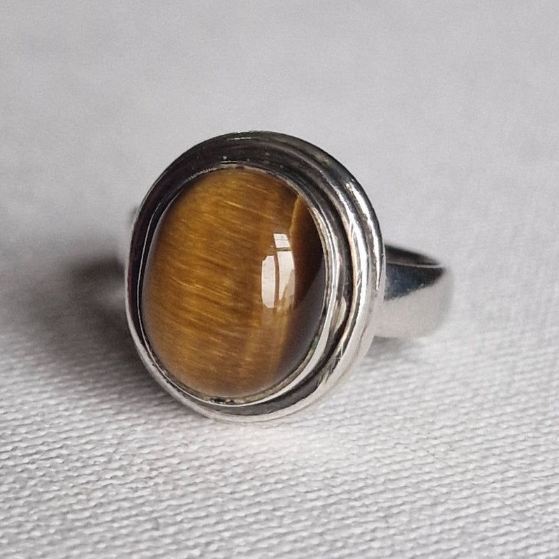 Handcrafted Himalayan Tiger eye Silver 925 Sterling Silver Ring - Baga Ethnik Living