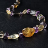 Natural Amethyst, Citrine and Clear Quartz Crystal Necklace Jewellery - Baga Ethnik Living