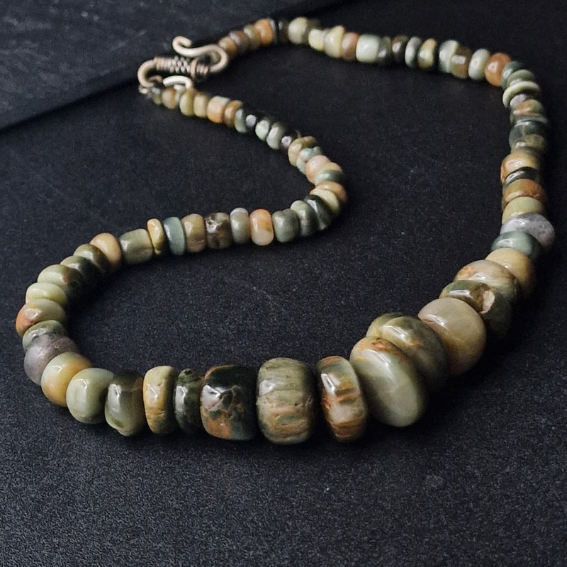 Statement Look Multi Cat's Eye Beaded Boho Silver Necklace - Baga Ethnik Living