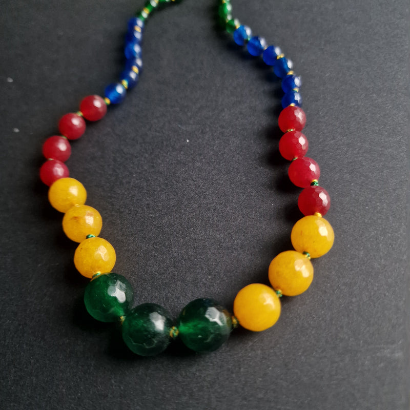 Vibrant Faceted Spinel Collection Handmade Knotted Bead Necklace - Baga Ethnik Living