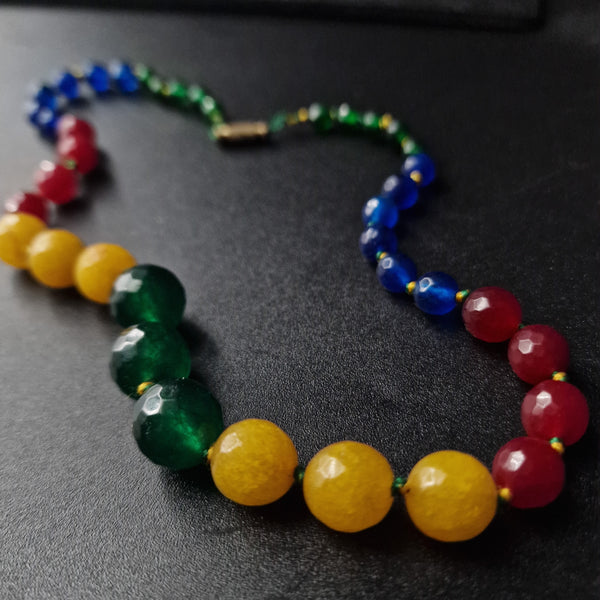 Vibrant Faceted Spinel Collection Handmade Knotted Bead Necklace - Baga Ethnik Living