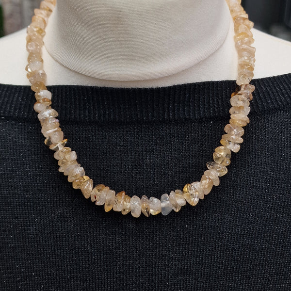 Wondrous Tumbled Citrine Gemstone Beaded Necklace - Baga Ethnik Living