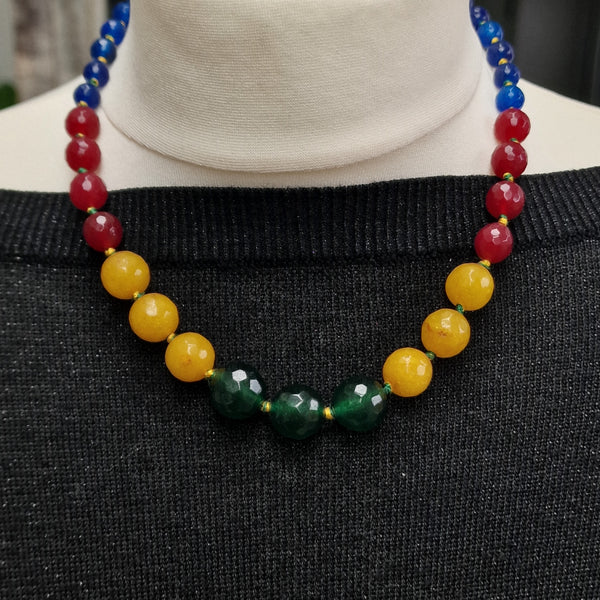Vibrant Faceted Spinel Collection Handmade Knotted Bead Necklace - Baga Ethnik Living