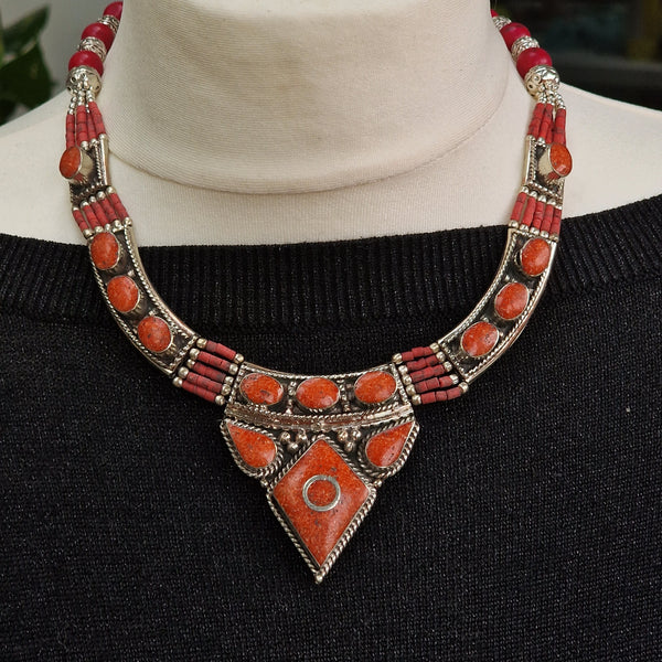 Coral Inlay Jewelry Necklace - a great Summer collection