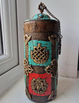 Rare Antique Tibetan Turquoise And Coral Incense Sticks Holder - Baga Ethnik Living
