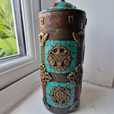 Rare Antique Tibetan Turquoise And Coral Incense Sticks Holder - Baga Ethnik Living
