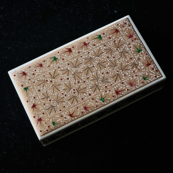 Authentic Kashmiri Handmade White Paper Mache Box For a Unique Gift