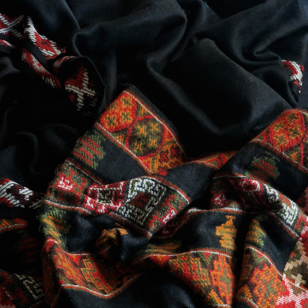 Tibet Boho style Shawl - Black