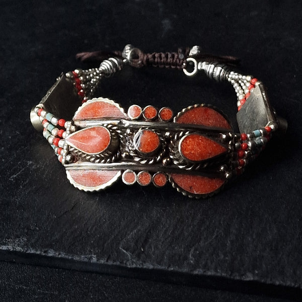 Mantra Tibetan Coral Bracelet