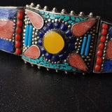 Mantra Tibetan Silver Turquoise Coral Lapis Handmade Bracelet - Baga Ethnik Living