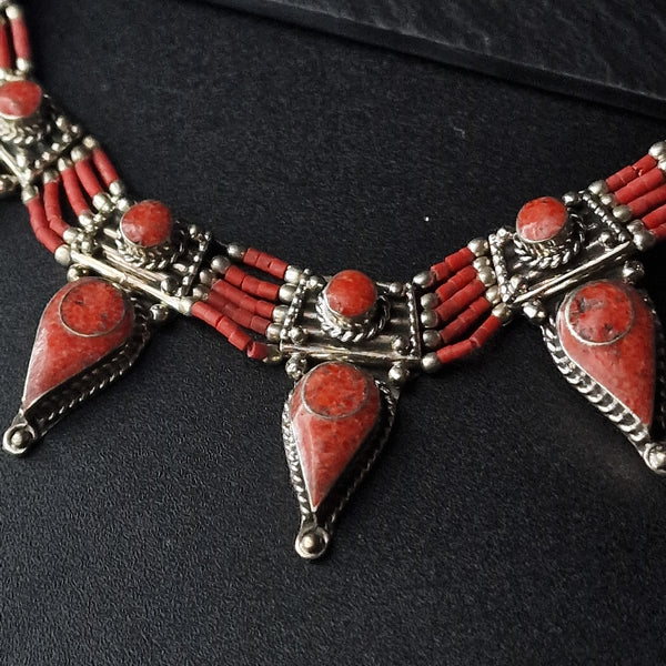 Tibetan Coral Handmade Necklace - Baga Ethnik Living