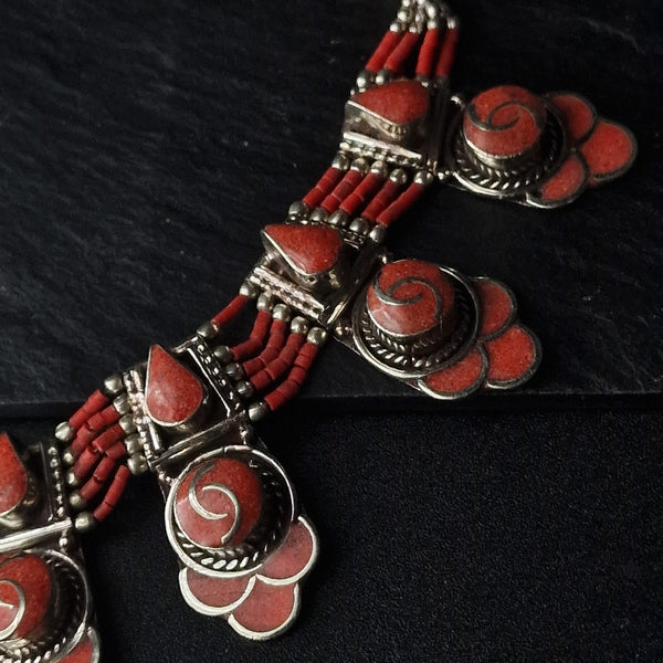 Turquoise and Coral Summer Jewelry Necklace