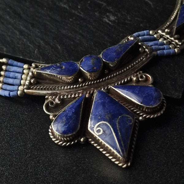 Gorgeous Lapis Lazuli Gemstone Necklace Tibetan Jewelry
