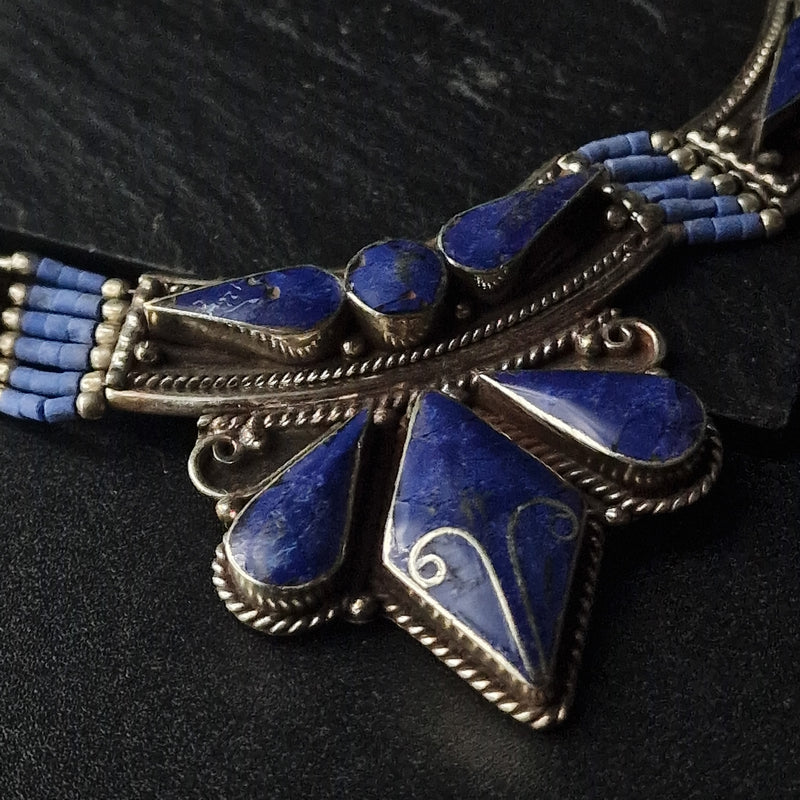 Gorgeous Lapis Lazuli Gemstone Necklace Tibetan Jewelry - Baga Ethnik Living Default Title Necklaces