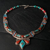 Coral and Turquoise Inlay Necklace