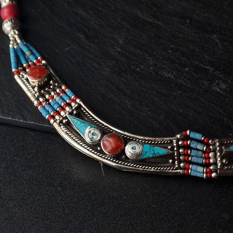 Coral and Turquoise Inlay Necklace