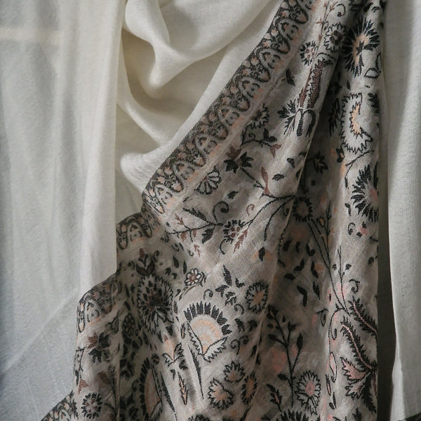 Quality Pashmina Cashmere Soft Kashmir Kani Stole - Petunia - Baga Ethnik Living