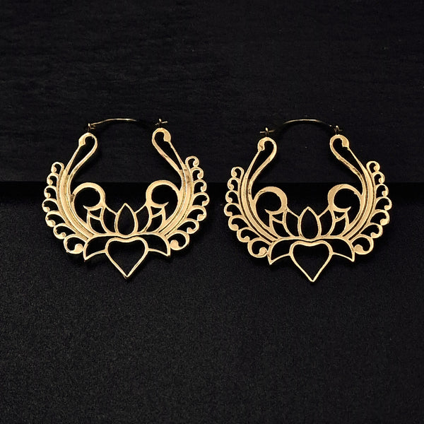 Lotus Flower Hoop Handmade Earrings