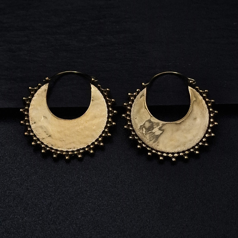 Women’s Brass Hoop Earrings Tribal Design