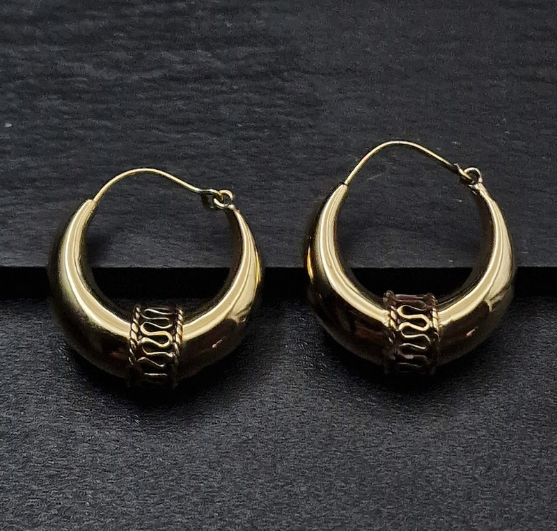 Lightweight Brass Handmade Hoop Rajasthan Nomad Earrings