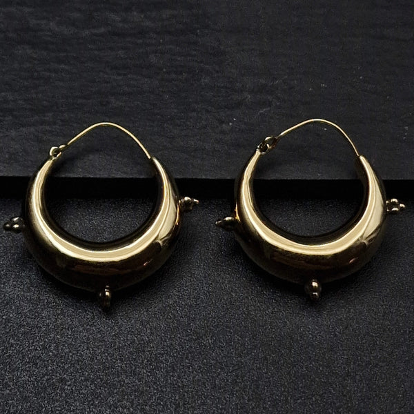 Brass Spike Tribal Hoop Earrings