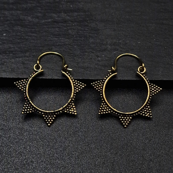 Handmade Tribal Brass Hoop Lightweight Earrings