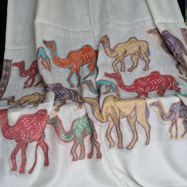 Lightweight Finest Quality Wool Pashmina Stole – White Elephant
