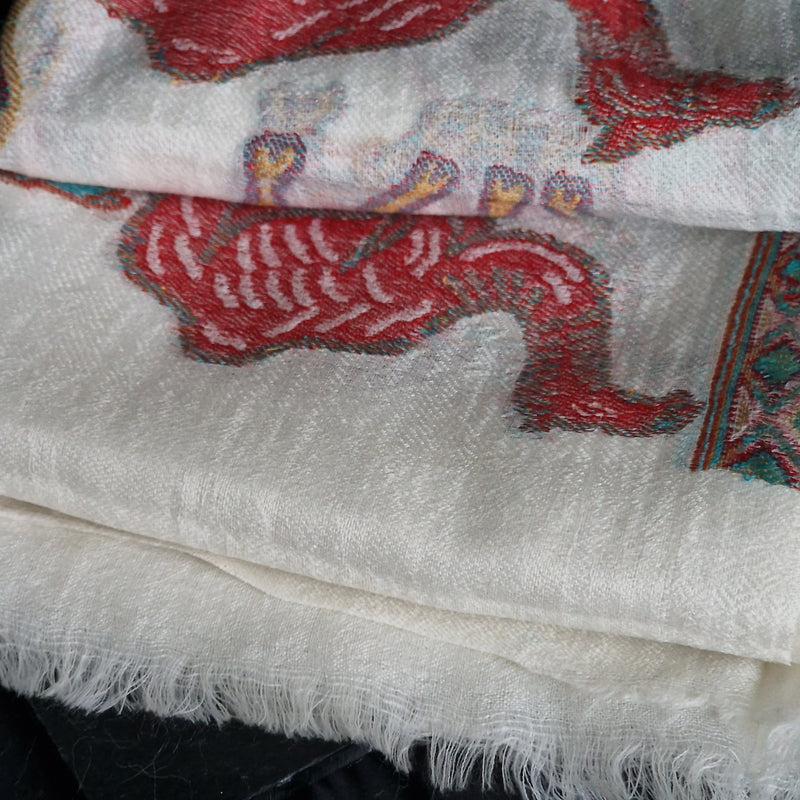 Lightweight Finest Quality Wool Pashmina Stole – White Elephant