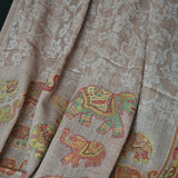 Soft Kashmir Pashmina Jacquard Loomed Kani Cashmere Stole - Rosy Oak