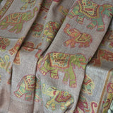 Soft Kashmir Pashmina Jacquard Loomed Kani Cashmere Stole - Rosy Oak
