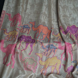 Fine Wool Blend Kani Kashmir Pashmina Stole – Sahara Color, Handwoven