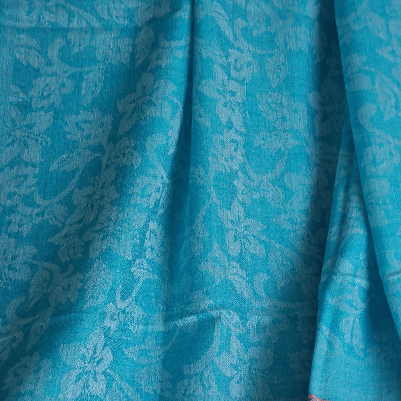Jacquard-Loom Weaved Luxury Soft Himalayan Kashmir Pashmina - Sapphire Blue