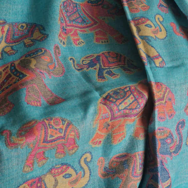 Jacquard-Loom Weaved Luxury Soft Himalayan Kashmir Pashmina - Sapphire Blue